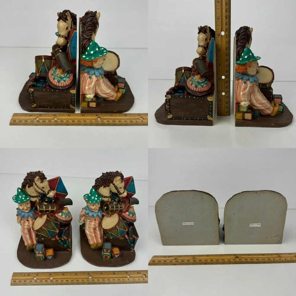 Clown Horse Toy Box Drums Kite Train Nursery Child Baby Room Decorative Bookends